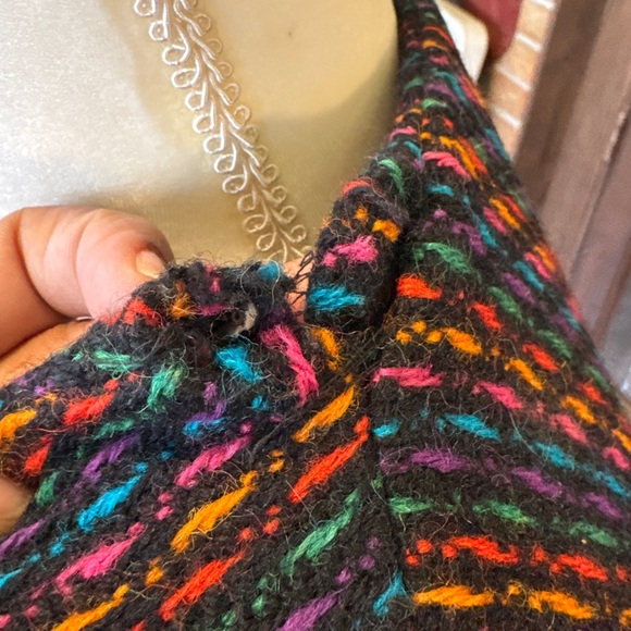 Jaeger Vintage Black  100% Wool Multicolor Coat 16 - Picture 6 of 10